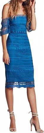 Saylor Mariah Lace Midi Dress In Blue