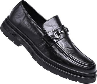 Generic Mens Soft Leather Slip On Driving Loafers Thick Sole Casual Dress Shoes Comfortable Fashion Moccasins Lightweight Trendy Flats for Business Work and D