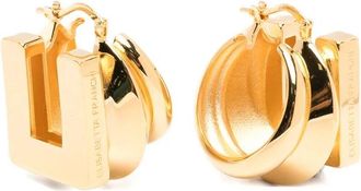 Elisabetta Franchi Oorbellen met gegraveerd logo - Dames - Oorbellen - Geel - ONE Size - Accessoires