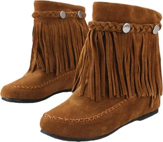 Generic Knee High Boots Women Fringe Tassel Flat Ankle Cowboy Boots for Women Short Cowgirl Booties Western Fringed Ankle Boots Booties Fall Winter Shoes Foot