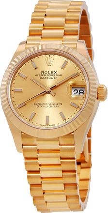 Rolex Datejust 31 Automatic Champagne Dial Ladies 18kt Yellow Gold President Watch 278278CSP