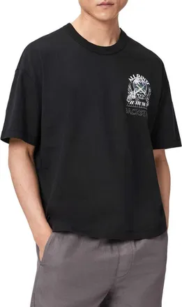 AllSaints Hula Graphic Crewneck T-Shirt in Washed Black at Nordstrom, Size Xx-Large