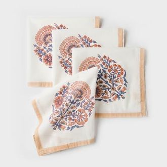 Mela Artisans Saffra Hand Block Printed Napkins - Set of 4 at Nordstrom
