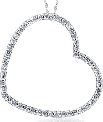 Pompeii3 1ct Real Diamond Large Heart Shape Pendant White Gold