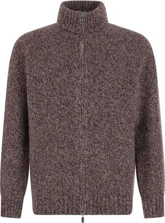 Brunello Cucinelli Dark Brown Zip-Up Cardigan