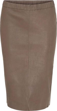 Notyz Notyz - Leren kokerrok met hoge taille - Dames - Rokken - Bruin - Maat: 2XL Leer