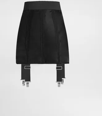 Dolce & Gabbana Short Marquisette Corset Skirt With Garters - Woman Skirts Black 40