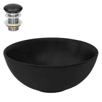 ML Design Lavabo sobre encimera de cer&aacute;mica con desag&uuml;e lavamanos negro