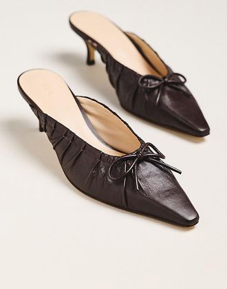 Maeve Cinched Bow Kitten Heel Mules