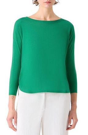 Akris Drop Shoulder Virgin Wool Sweater in Green at Nordstrom, Size 10