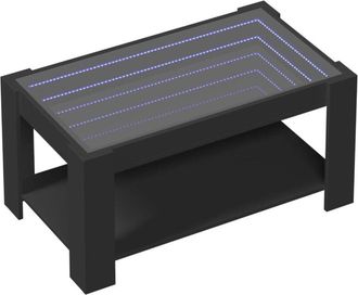 vidaXL Vidaxl - Mesa de centro con led madera de ingeniería negro 93x53x45 cm