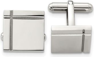 Diamond2Deal Stainless Steel Polished Square Cufflinks