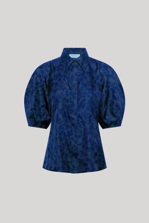 Gabriela Hearst Womens Sansi Top In Electric Navy Printed Silk