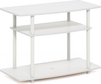 Furinno Turn-N-Tube No Tools 3-Tier TV Stands, White/White