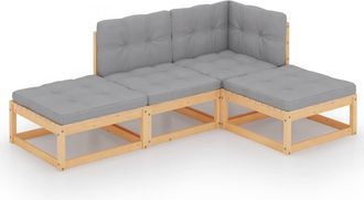 vidaXL 4 Pcs Garden Lounge Set Con Cojines De Pino Masivos