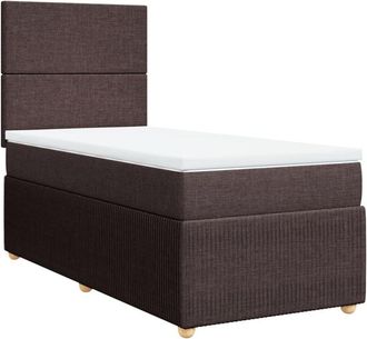 vidaXL Cama Box Spring Con Colch&oacute;n Tela Marr&oacute;n Oscuro 90x190 Cm Vidaxl