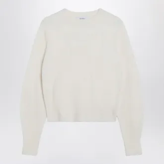 Max Mara Ivory Sweater In Stretch Cashmere Knit