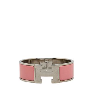 Herm&egrave;s Pink Wide Enamel Clic Clac H Bracelet PM