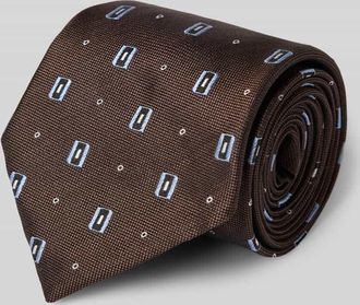 HUGO BOSS Seidenkrawatte mit Strukturmuster in Dunkelbraun, Größe 1