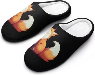 Generic Fox Animal Print Mens Slippers Comfortable And Non-slip Cotton Slipper Shoe for House