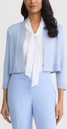 Kasper Kissing Front Crop Cardigan in Blue Ice at Nordstrom, Size X-Large P