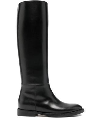 Anna F. Leren knielaarzen - Zwart