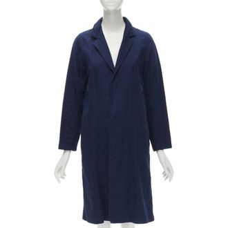 Zucca navy blue cotton linen green zipper over coat S