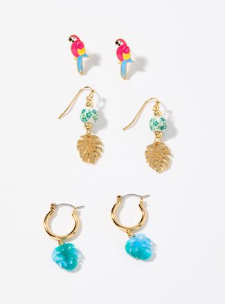 Simons Womens Parrots in nature earrings Set of 3