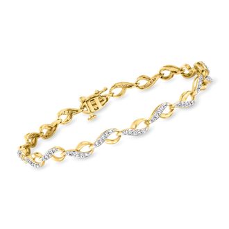 Ross-Simons Diamond Loop-Style Link Bracelet in 18kt Gold Over Sterling