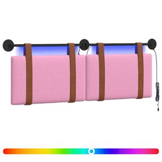 vidaXL Cabecero Colgante Con Luz Led Rosa Pu Antiguo Vidaxl
