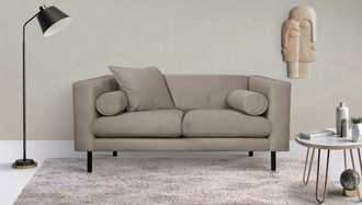 HOME AFFAIRE 2-Sitzer »Lillibeth Designsofa mit Wellenunterfederung, Masse B/T/H: 155/74/83 cm« Zierkissen als Wendekissen, in Samtoptik oder Cord