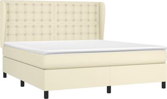vidaXL Cama Box Spring Con Colch&oacute;n Cuero Sint&eacute;tico Crema 160x200 Cm Vidaxl