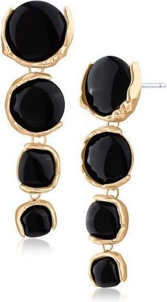 Jardin Graduated Sculpted Circle Linear Drop Earrings in Black/Gold at Nordstrom Rack
