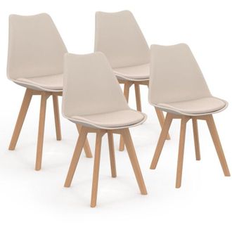 IDMarket Set di 4 sedie da pranzo scandinave sara beige