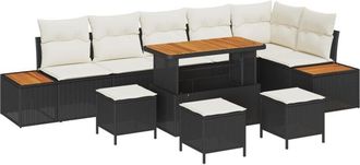 vidaXL Garden Sofa Set with Cushion 10 pcs Black Poly rattan Vidaxl