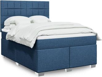 vidaXL Vidaxl - Cama Box Spring Con Colch&oacute;n Tela Azul 140x190 Cm