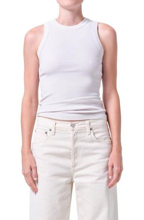 A Gold E Leigh Rib Racerback Tank in Powder at Nordstrom, Size X-Small