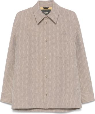 Fendi jacquard-stitching shirt jacket - Neutrals