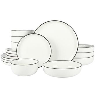 Gibson Home Oslo 16 Piece Dinnerware Set in White With Black Rim at Nordstrom