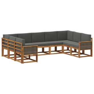 vidaXL Conjunto De Sof&aacute;s De Exterior 9 Pcs Natural Y Antracita Vidaxl