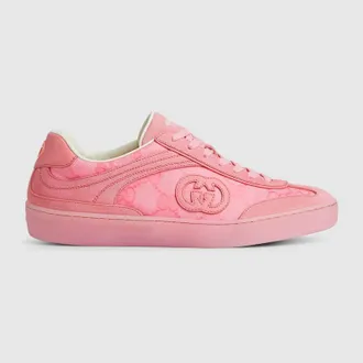 【GUCCI】xHattieStewartGGFabricWomen'sLow-TopSneakers Pink GUCCI Monogram Womens High Top Sneakers 36.5 Pink Soft Pink