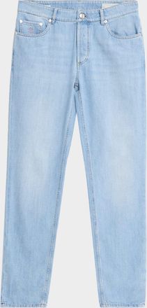 Brunello Cucinelli Men & apos;s Light-Wash Denim Tapered-Leg Jeans