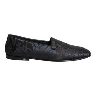 Dolce & Gabbana Loafers, male, Blue, Size: 10 US Jacquard Leather Slip-On Loafers