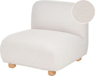 Beliani Sill&oacute;n Modular De Boucl&eacute; Asiento 1 Plaza Patas De Madera Moderno Blanco Crema Amli