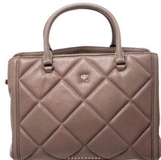 Carolina Herrera Tan Quilted Shoulder Bag Size M