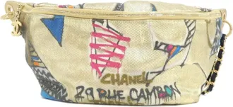 Chanel Gold Multi-Color Cotton Leather Fanny Pack (Pre-Owned)