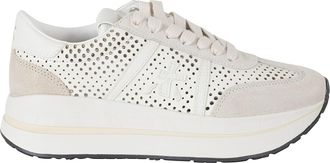 Premiata Beige Bethcoin 8171 White-Logo Leather Sneakers