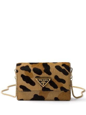 Prada printed leather cardholder - women - Calf Hair/Calf Leather - One Size - Brown