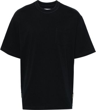 sacai drop-shoulder cotton T-shirt - men - Cotton/Nylon/Polyester - 2 - Black