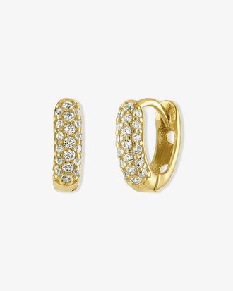 BEN ONI Bold Pave Huggie Hoops in Gold at Nordstrom